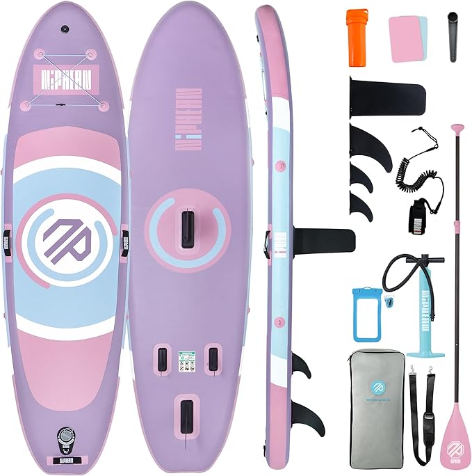 Niphean(Ultra-Light) Inflatable Paddle Board with StabilTrac Fin and Durable SUP Accessories, 10' Stand Up Paddle Boards for Adults & Youth, Versatile Yoga Paddle Board, Gift Ideas