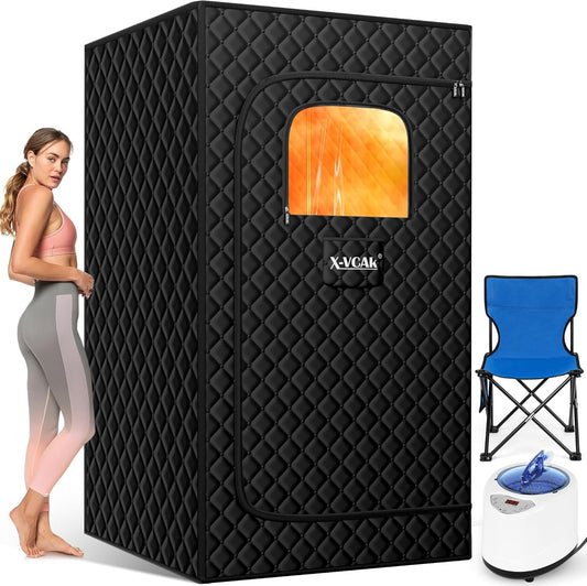 Upgraded Portable Sauna for Home,Relaxation, Steam Sauna for Home with Steamer, Remote Control, Folding Chair, 9 Levels