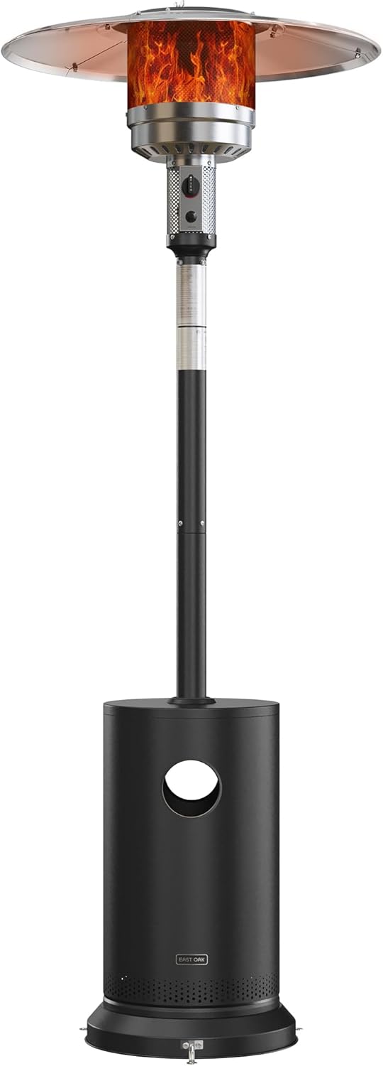 50,000 BTU Patio Heater for Outdoor Use With Round Table Design, Double-Layer Stainless Steel Burner and Wheels, Outdoor Patio Heater for Home and Commercial, Bronze, 31.9" x 31.9" x 86.6"