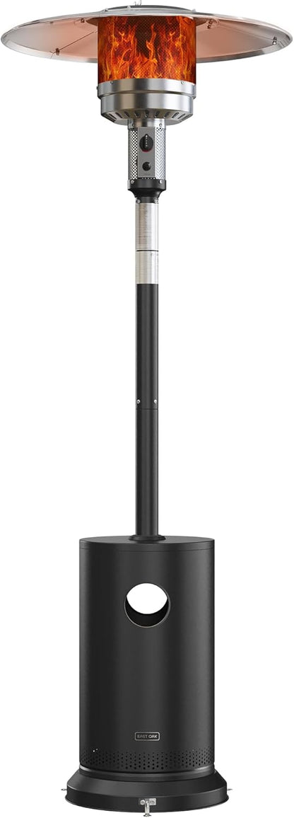 50,000 BTU Patio Heater for Outdoor Use With Round Table Design, Double-Layer Stainless Steel Burner and Wheels, Outdoor Patio Heater for Home and Commercial, Bronze, 31.9" x 31.9" x 86.6"