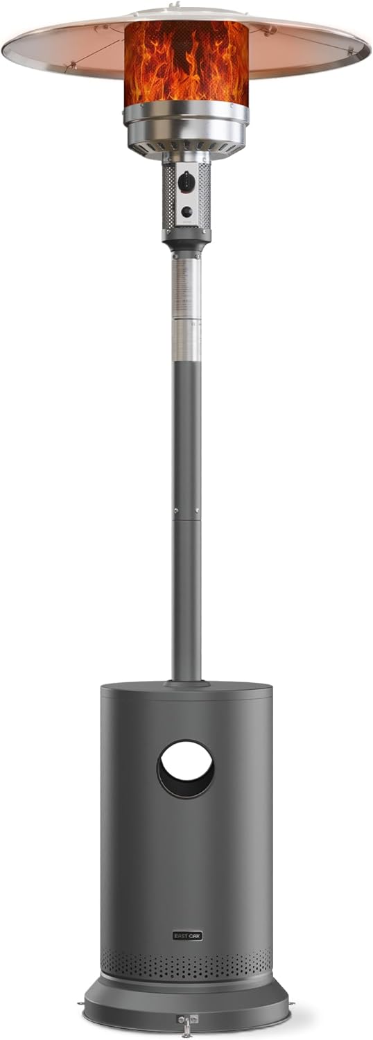 50,000 BTU Patio Heater for Outdoor Use With Round Table Design, Double-Layer Stainless Steel Burner and Wheels, Outdoor Patio Heater for Home and Commercial, Bronze, 31.9" x 31.9" x 86.6"