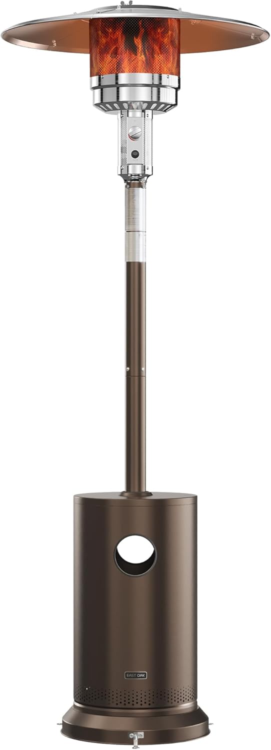 50,000 BTU Patio Heater for Outdoor Use With Round Table Design, Double-Layer Stainless Steel Burner and Wheels, Outdoor Patio Heater for Home and Commercial, Bronze, 31.9" x 31.9" x 86.6"