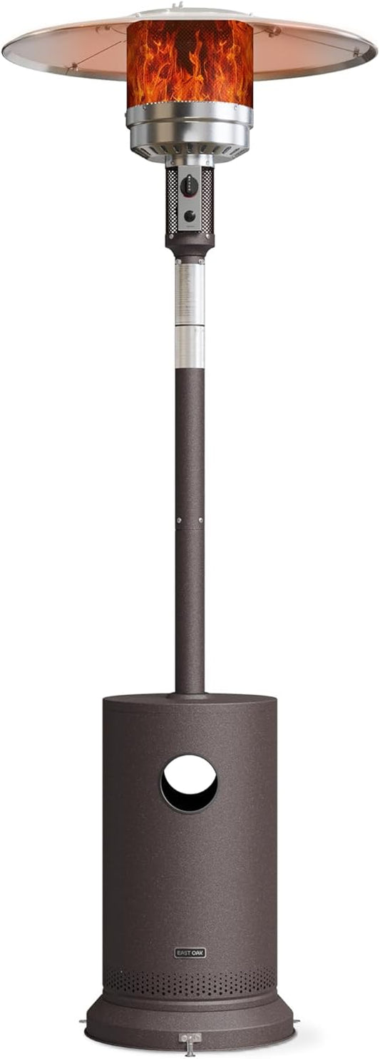50,000 BTU Patio Heater for Outdoor Use With Round Table Design, Double-Layer Stainless Steel Burner and Wheels, Outdoor Patio Heater for Home and Commercial, Bronze, 31.9" x 31.9" x 86.6"