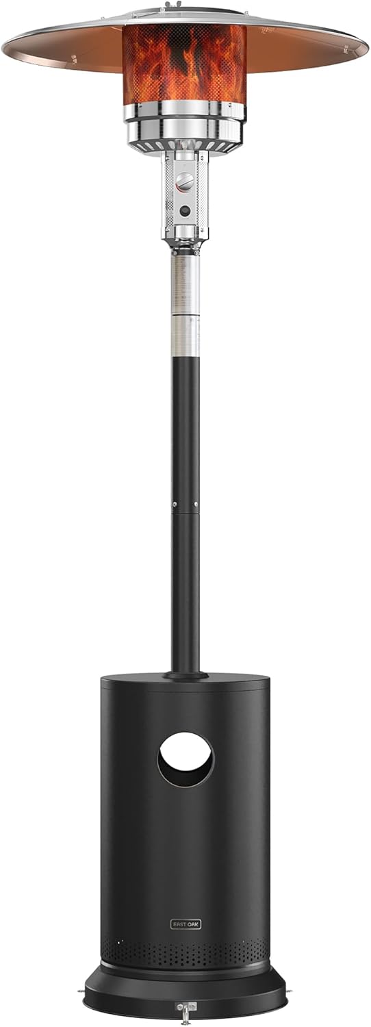 50,000 BTU Patio Heater for Outdoor Use With Round Table Design, Double-Layer Stainless Steel Burner and Wheels, Outdoor Patio Heater for Home and Commercial, Bronze, 31.9" x 31.9" x 86.6"