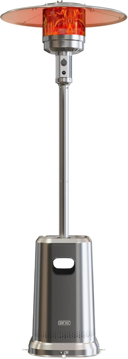 50,000 BTU Patio Heater for Outdoor Use With Round Table Design, Double-Layer Stainless Steel Burner and Wheels, Outdoor Patio Heater for Home and Commercial, Bronze, 31.9" x 31.9" x 86.6"