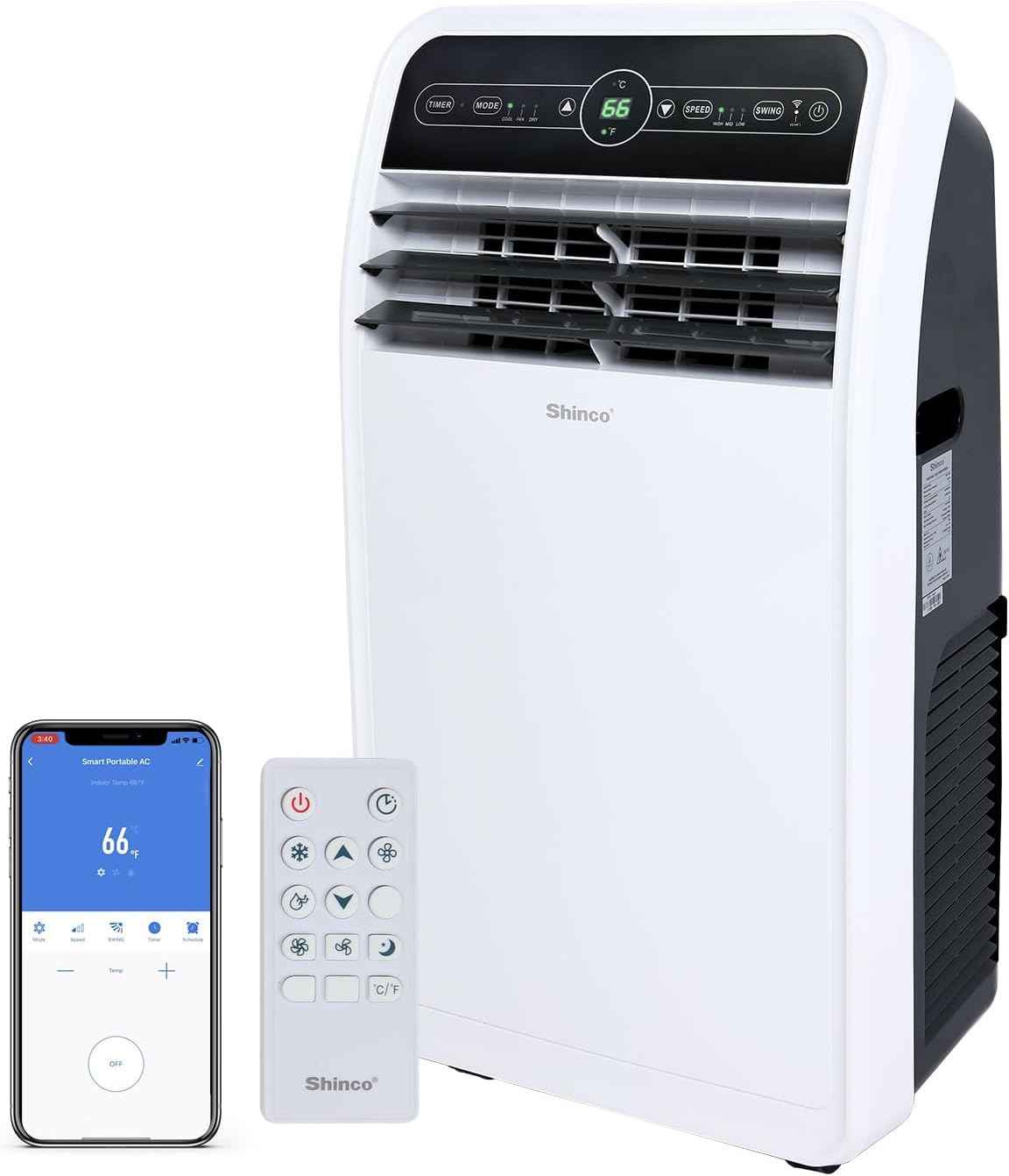 8,000 BTU Portable Air Conditioner, AC Unit with Built-in Cool, Dehumidifier & Fan Modes for Room up to 350 sq.ft, Conditioner Remote Control, 24 Hour Timer, Installation Kit