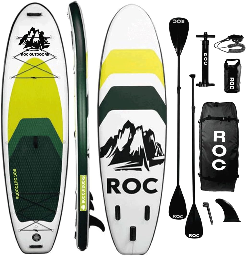 Inflatable Stand Up Paddle Board 10' 6" with Premium SUP Paddle Board Accessories, Wide Stable Design, Non-Slip Comfort Deck for Youth & Adults