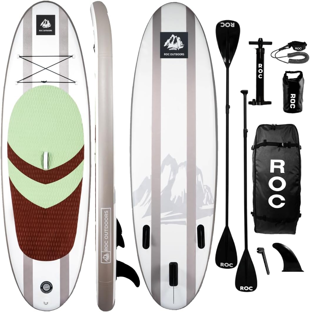 Roc Inflatable Stand Up Paddle Board with Premium SUP Paddle Board Accessories, Wide Stable Design, Non-Slip Comfort Deck for Youth & Adults