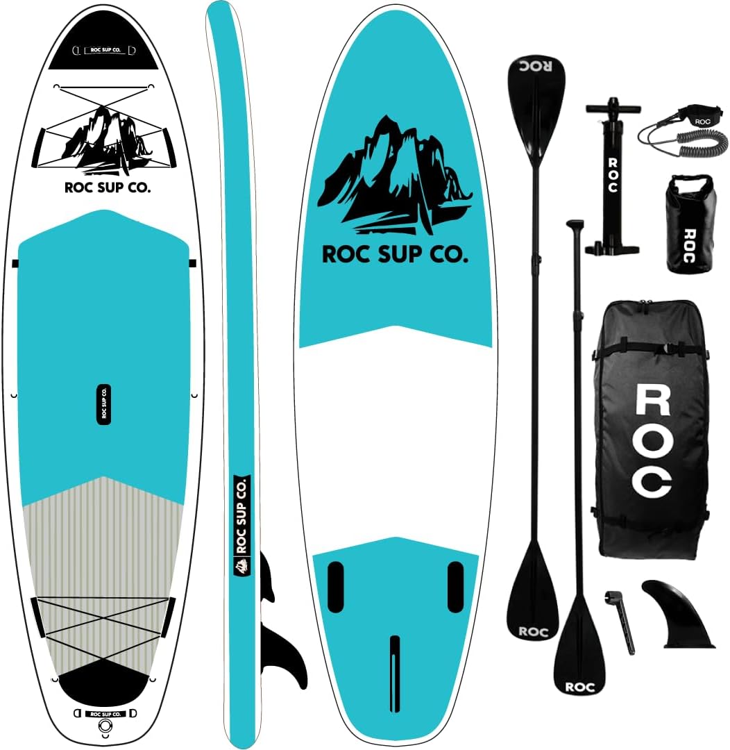 Roc Inflatable Stand Up Paddle Board with Premium SUP Paddle Board Accessories, Wide Stable Design, Non-Slip Comfort Deck for Youth & Adults