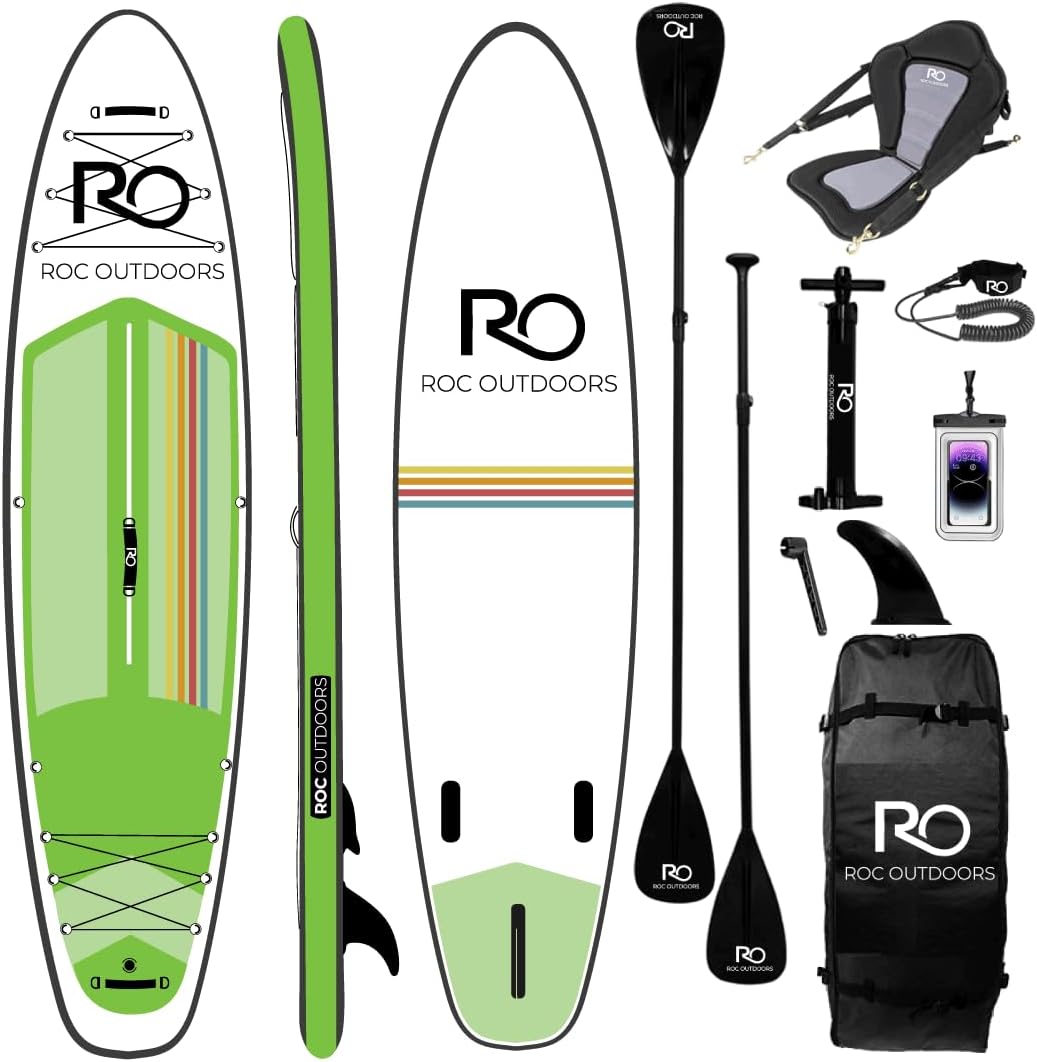 Inflatable Stand Up Paddle Board 10' 6" with Premium SUP Paddle Board Accessories, Wide Stable Design, Non-Slip Comfort Deck for Youth & Adults