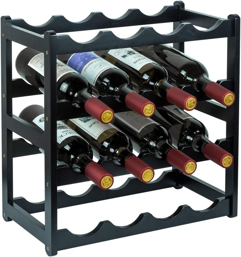 Wine Rack 8 Bottle 2-Tier Eco-Friendly Bamboo Wine Storage Easy-Assembly Space-Saving for Wine Lovers,Kitchen Wine Organizer for Countertop,Pantry, Home,Room Decor,Bar