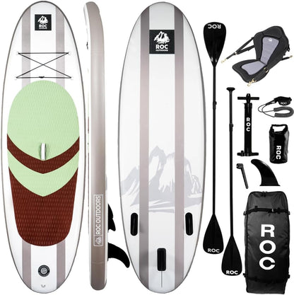 Roc Inflatable Stand Up Paddle Board with Premium SUP Paddle Board Accessories, Wide Stable Design, Non-Slip Comfort Deck for Youth & Adults