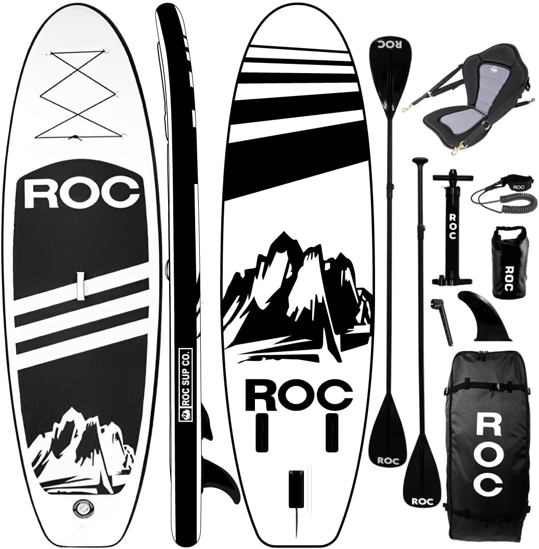 Roc Inflatable Stand Up Paddle Board with Premium SUP Paddle Board Accessories, Wide Stable Design, Non-Slip Comfort Deck for Youth & Adults