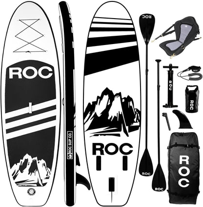 Roc Inflatable Stand Up Paddle Board with Premium SUP Paddle Board Accessories, Wide Stable Design, Non-Slip Comfort Deck for Youth & Adults