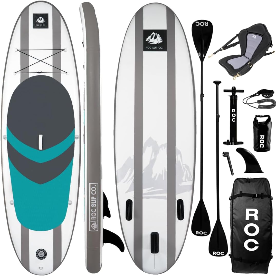 Roc Inflatable Stand Up Paddle Board with Premium SUP Paddle Board Accessories, Wide Stable Design, Non-Slip Comfort Deck for Youth & Adults