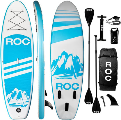 Roc Inflatable Stand Up Paddle Board with Premium SUP Paddle Board Accessories, Wide Stable Design, Non-Slip Comfort Deck for Youth & Adults