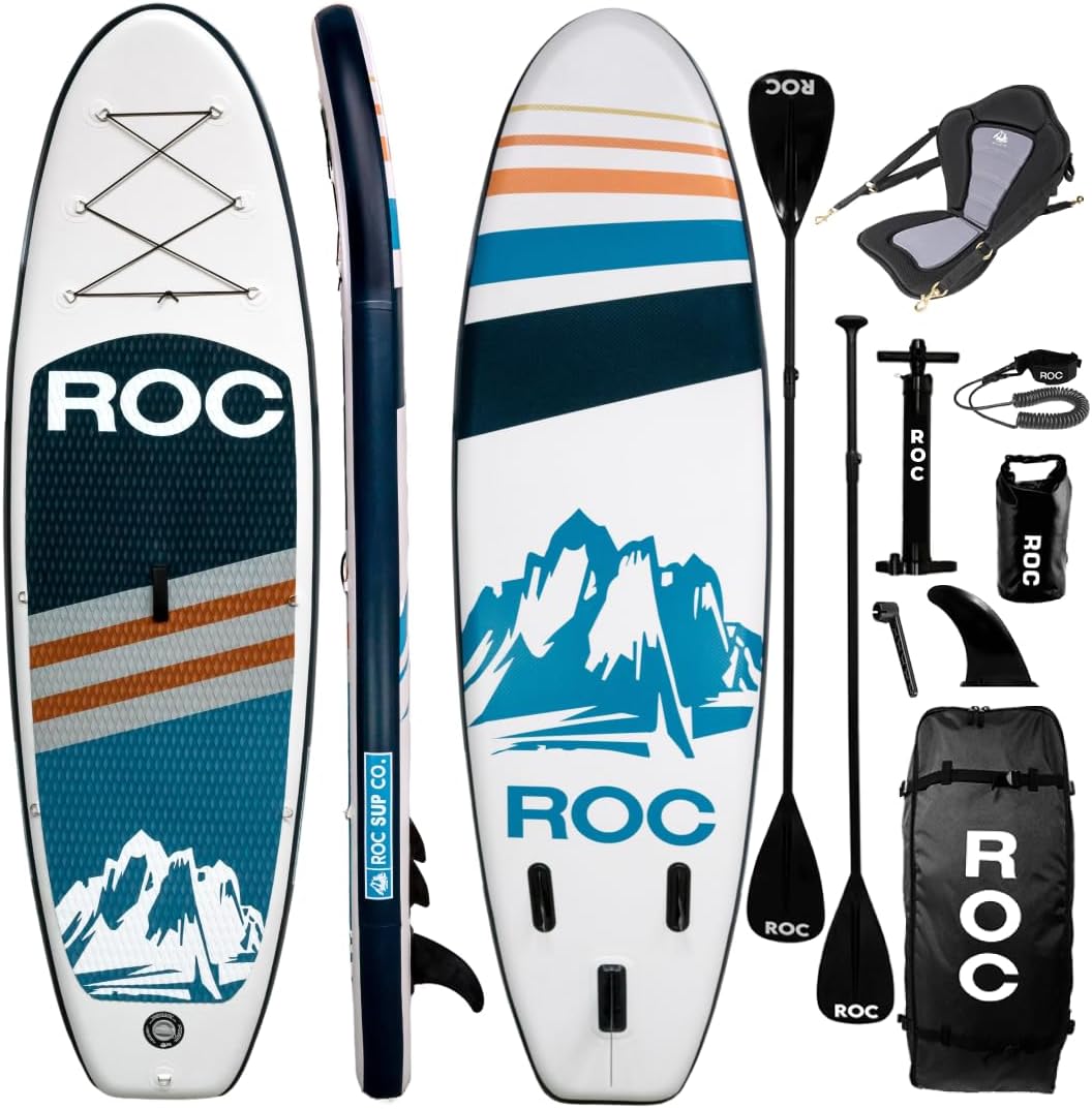 Roc Inflatable Stand Up Paddle Board with Premium SUP Paddle Board Accessories, Wide Stable Design, Non-Slip Comfort Deck for Youth & Adults