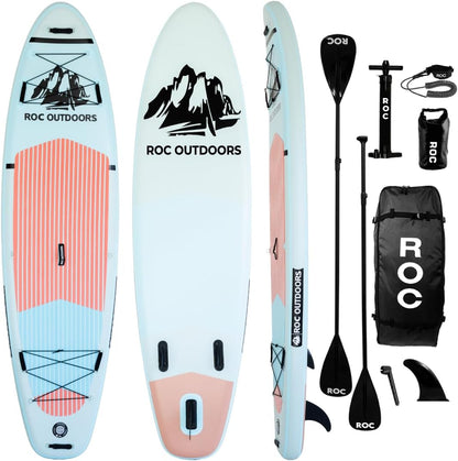 Roc Inflatable Stand Up Paddle Board with Premium SUP Paddle Board Accessories, Wide Stable Design, Non-Slip Comfort Deck for Youth & Adults