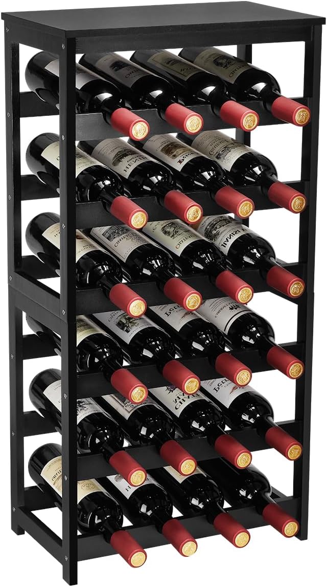 Wine Rack 8 Bottle 2-Tier Eco-Friendly Bamboo Wine Storage Easy-Assembly Space-Saving for Wine Lovers,Kitchen Wine Organizer for Countertop,Pantry, Home,Room Decor,Bar
