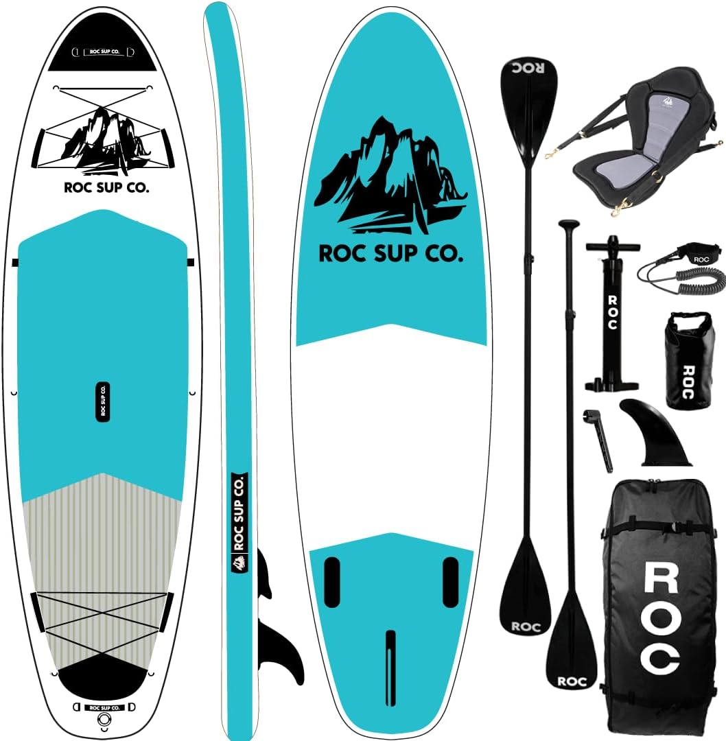 Roc Inflatable Stand Up Paddle Board with Premium SUP Paddle Board Accessories, Wide Stable Design, Non-Slip Comfort Deck for Youth & Adults