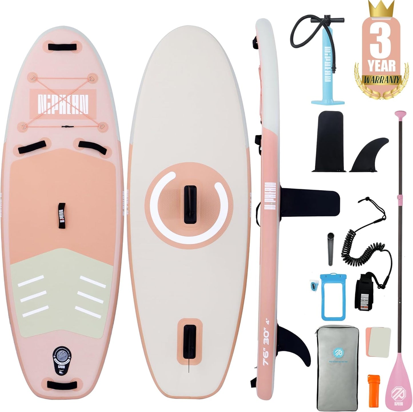 Inflatable Stand Up Paddle Board with SUP Accessories, Anti-Slip EVA Deck, 10’6’’ Inflatable Paddle Boards for Adults & Youth of All Skill Levels