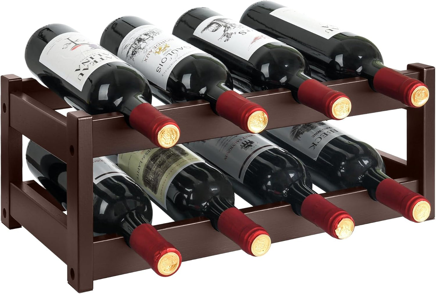 Bamboo Wine Rack, 2-Tier Wine Racks Countertop Cabinet Wine Holder Wine Storage Shelf for Pantry Kitchen Bar Black