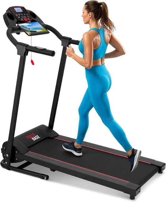 SereneLife Electric Folding Treadmill Exercise Machine - Smart Compact Digital Workout Fitness Trainer w/Bluetooth App Sync, Manual Incline Adjustment, for Walking, Running, Gym