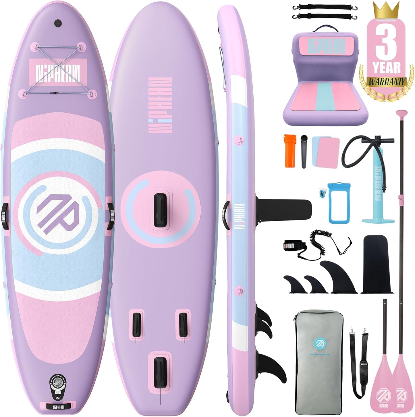 Niphean（Ultra-Light） Inflatable Paddle Board with StabilTrac Fin and Durable SUP Accessories, 10' Stand Up Paddle Boards for Adults & Youth, Versatile Yoga Paddle Board, Gift Ideas