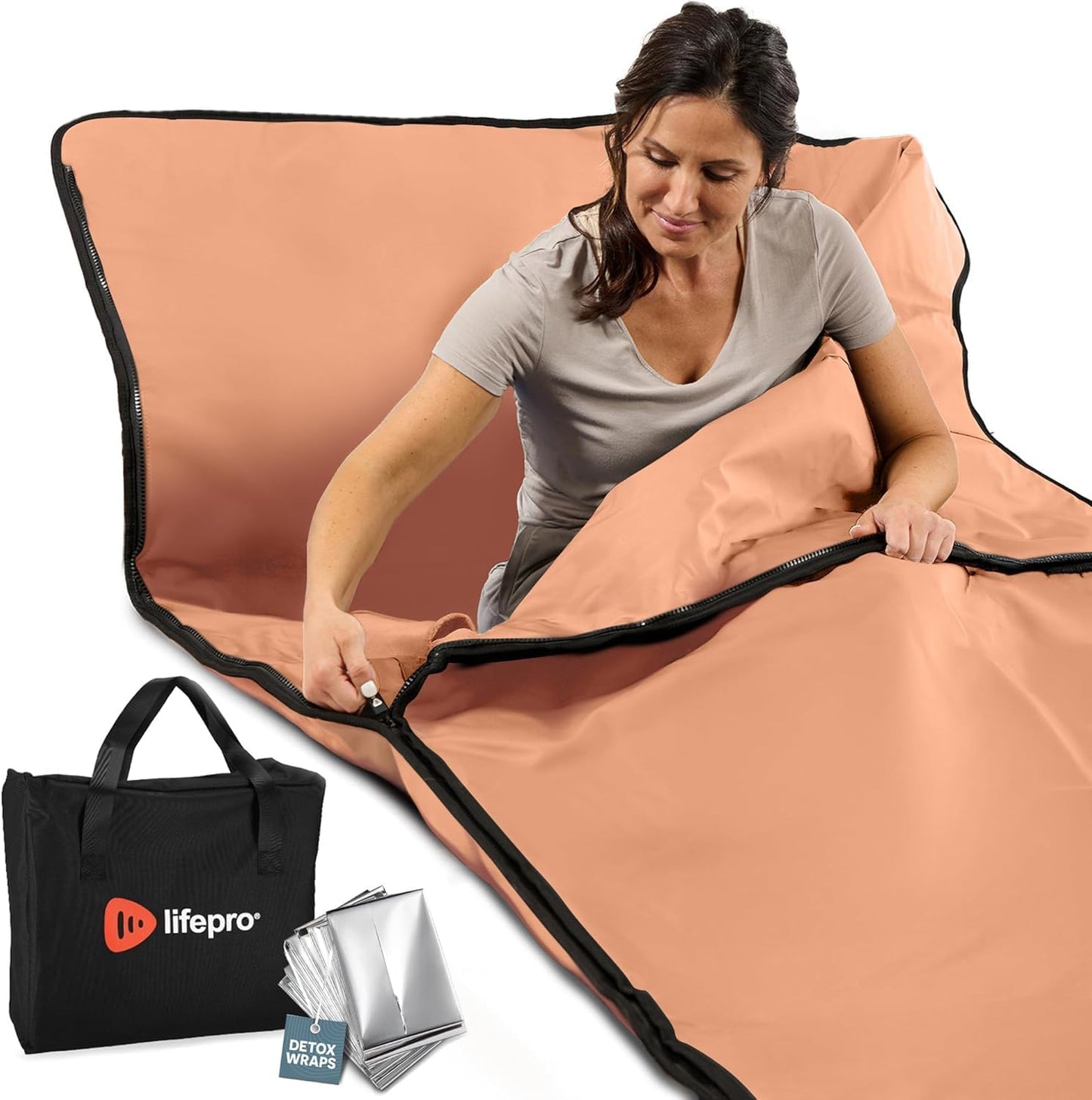 Infrared Sauna Blanket for Detox & Relaxation – Low EMF Carbon Fiber Heating, 9 Temp Levels, 5 Colors – Portable Sauna Blanket Infrared with Waterproof Interior & Carry Bag
