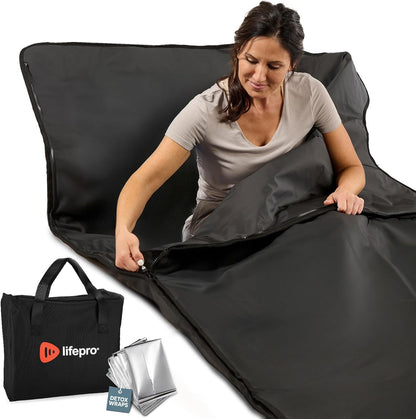 Infrared Sauna Blanket for Detox & Relaxation – Low EMF Carbon Fiber Heating, 9 Temp Levels, 5 Colors – Portable Sauna Blanket Infrared with Waterproof Interior & Carry Bag