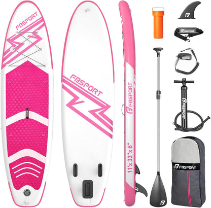 11' Premium Stand Up Paddle Board, Yoga Board with SUP Accessories & Carry Bag | Wide Stance, Surf Control, Non-Slip Deck, Leash, Paddle and Pump for Youth & Adult