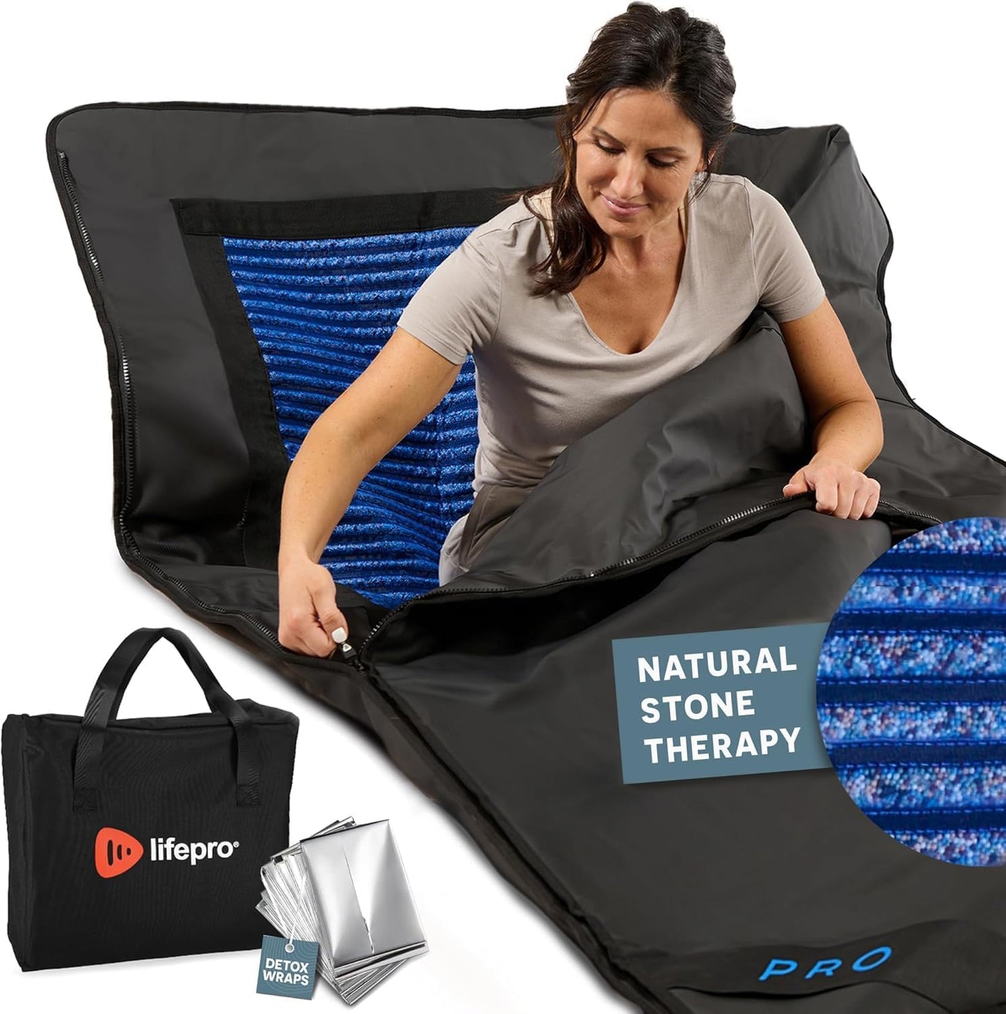 Infrared Sauna Blanket for Detox & Relaxation – Low EMF Carbon Fiber Heating, 9 Temp Levels, 5 Colors – Portable Sauna Blanket Infrared with Waterproof Interior & Carry Bag