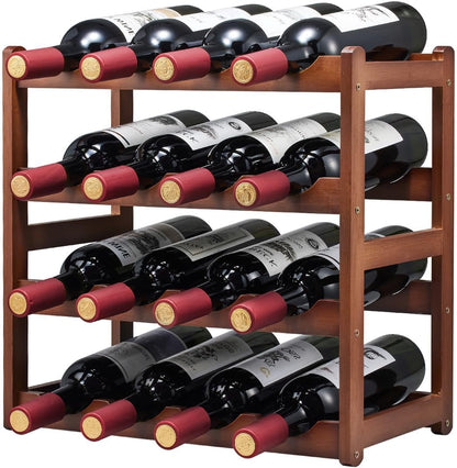 Wine Rack 8 Bottle 2-Tier Eco-Friendly Bamboo Wine Storage Easy-Assembly Space-Saving for Wine Lovers,Kitchen Wine Organizer for Countertop,Pantry, Home,Room Decor,Bar
