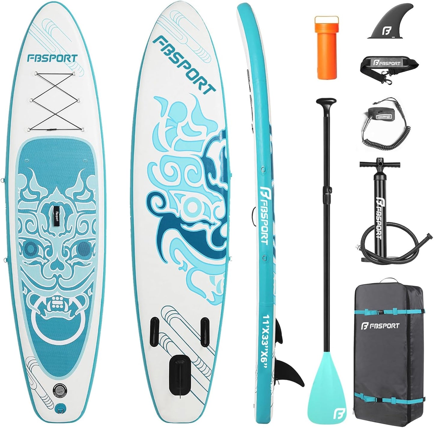 11' Premium Stand Up Paddle Board, Yoga Board with SUP Accessories & Carry Bag | Wide Stance, Surf Control, Non-Slip Deck, Leash, Paddle and Pump for Youth & Adult