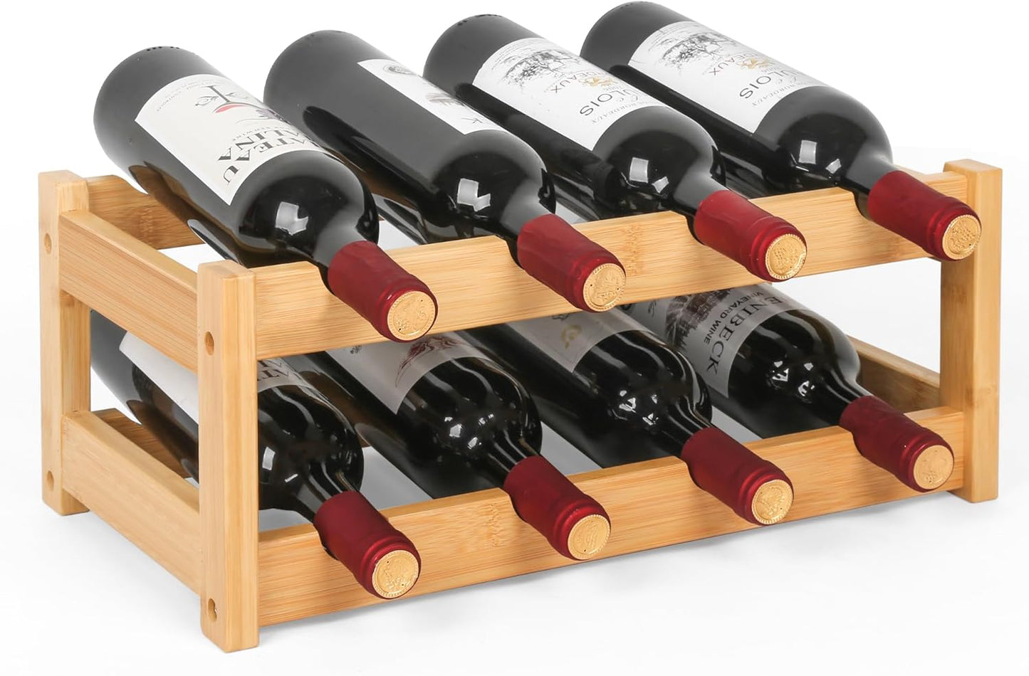 Bamboo Wine Rack, 2-Tier Wine Racks Countertop Cabinet Wine Holder Wine Storage Shelf for Pantry Kitchen Bar Black
