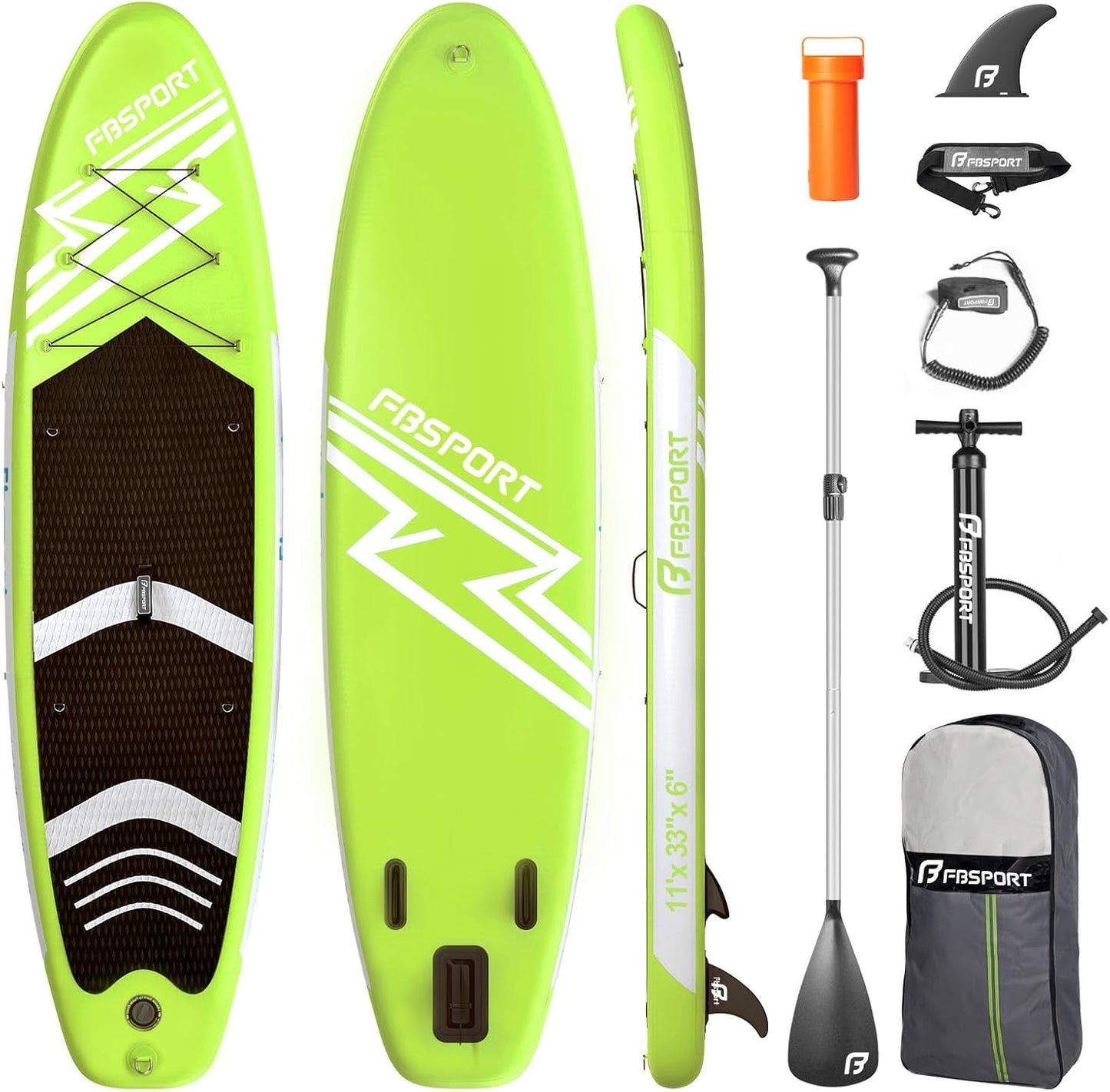 11' Premium Stand Up Paddle Board, Yoga Board with SUP Accessories & Carry Bag | Wide Stance, Surf Control, Non-Slip Deck, Leash, Paddle and Pump for Youth & Adult