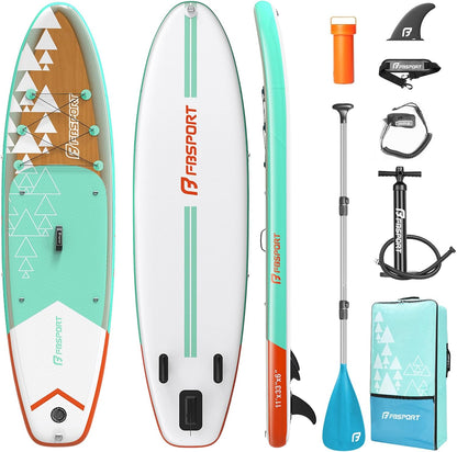 11' Premium Stand Up Paddle Board, Yoga Board with SUP Accessories & Carry Bag | Wide Stance, Surf Control, Non-Slip Deck, Leash, Paddle and Pump for Youth & Adult