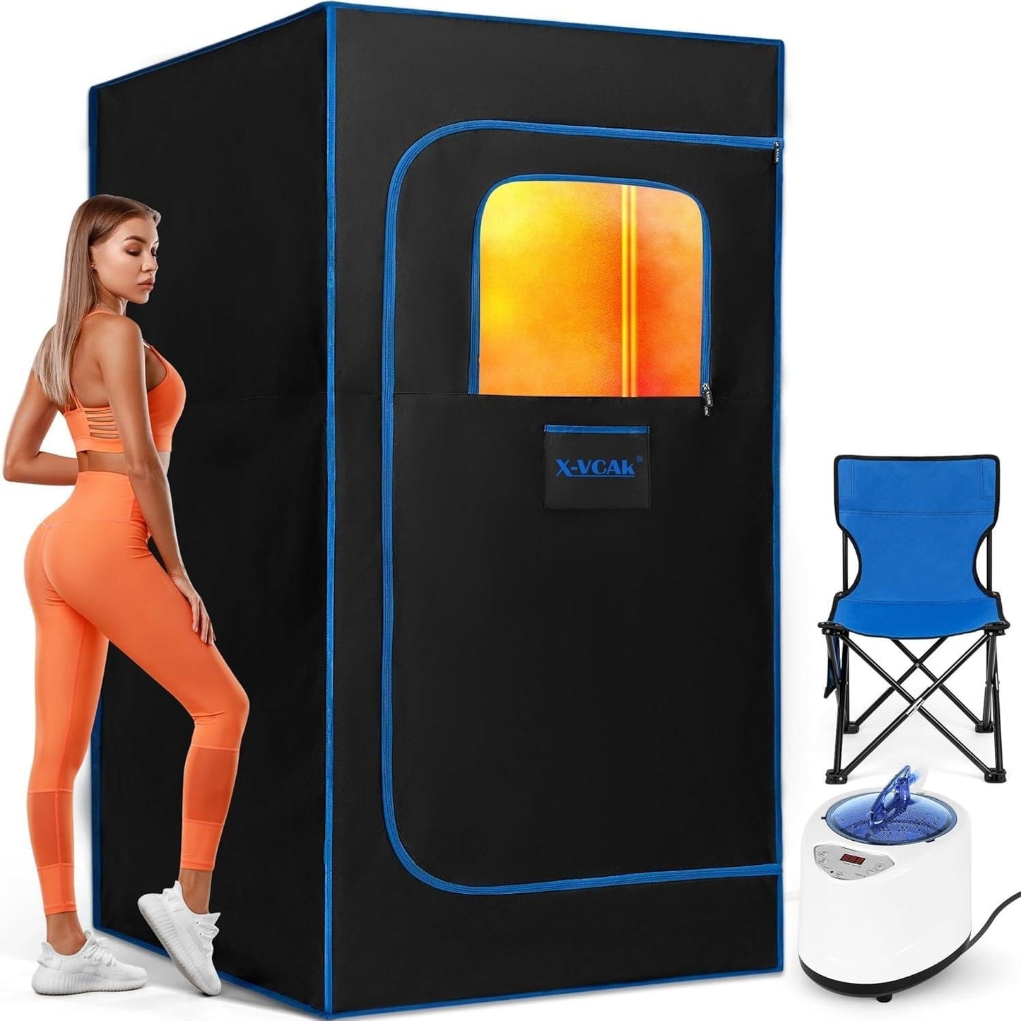 Upgraded Portable Sauna for Home，Relaxation, Steam Sauna for Home with Steamer, Remote Control, Folding Chair, 9 Levels