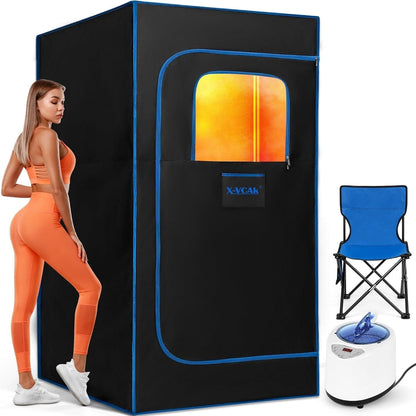 Upgraded Portable Sauna for Home，Relaxation, Steam Sauna for Home with Steamer, Remote Control, Folding Chair, 9 Levels