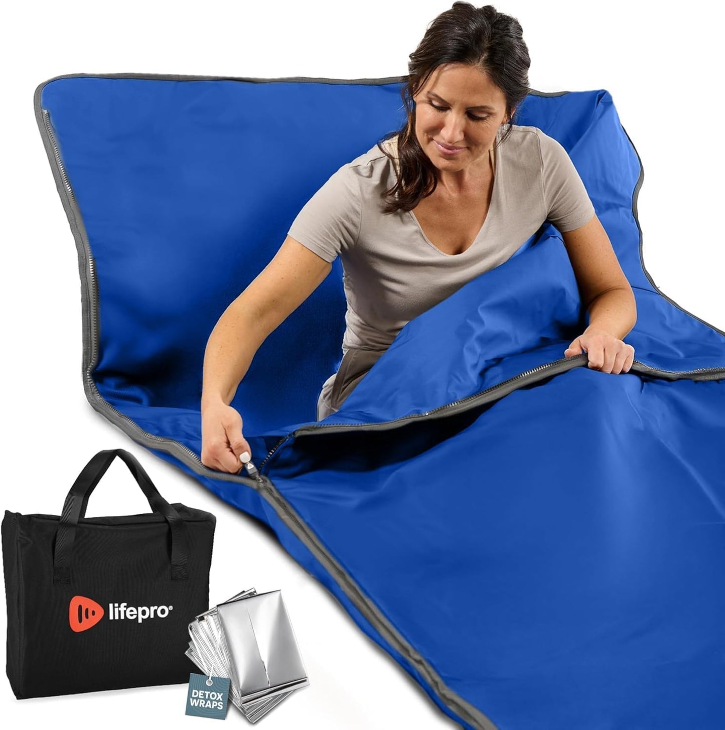 Infrared Sauna Blanket for Detox & Relaxation – Low EMF Carbon Fiber Heating, 9 Temp Levels, 5 Colors – Portable Sauna Blanket Infrared with Waterproof Interior & Carry Bag
