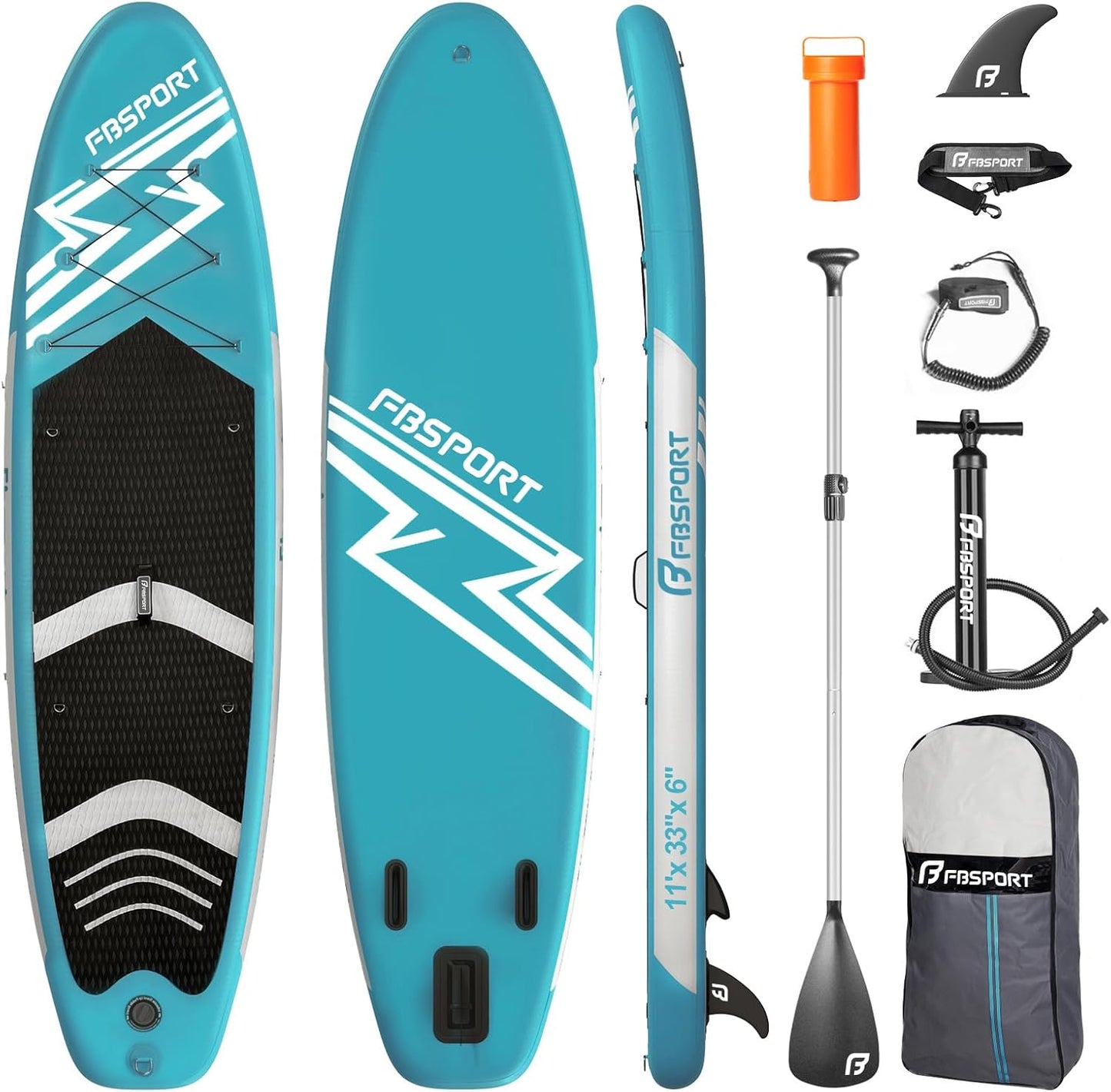 11' Premium Stand Up Paddle Board, Yoga Board with SUP Accessories & Carry Bag | Wide Stance, Surf Control, Non-Slip Deck, Leash, Paddle and Pump for Youth & Adult
