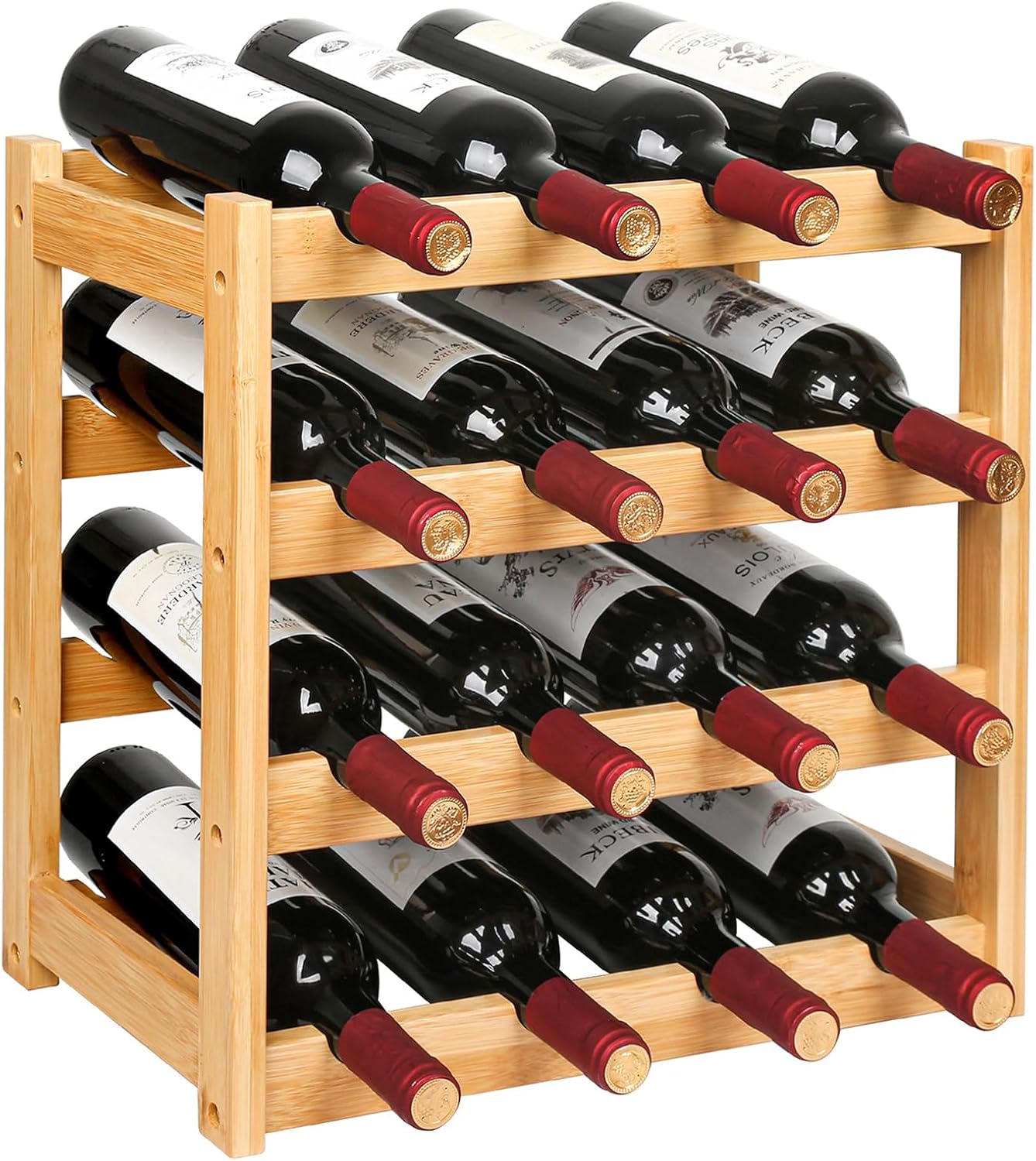 Bamboo Wine Rack, 2-Tier Wine Racks Countertop Cabinet Wine Holder Wine Storage Shelf for Pantry Kitchen Bar Black