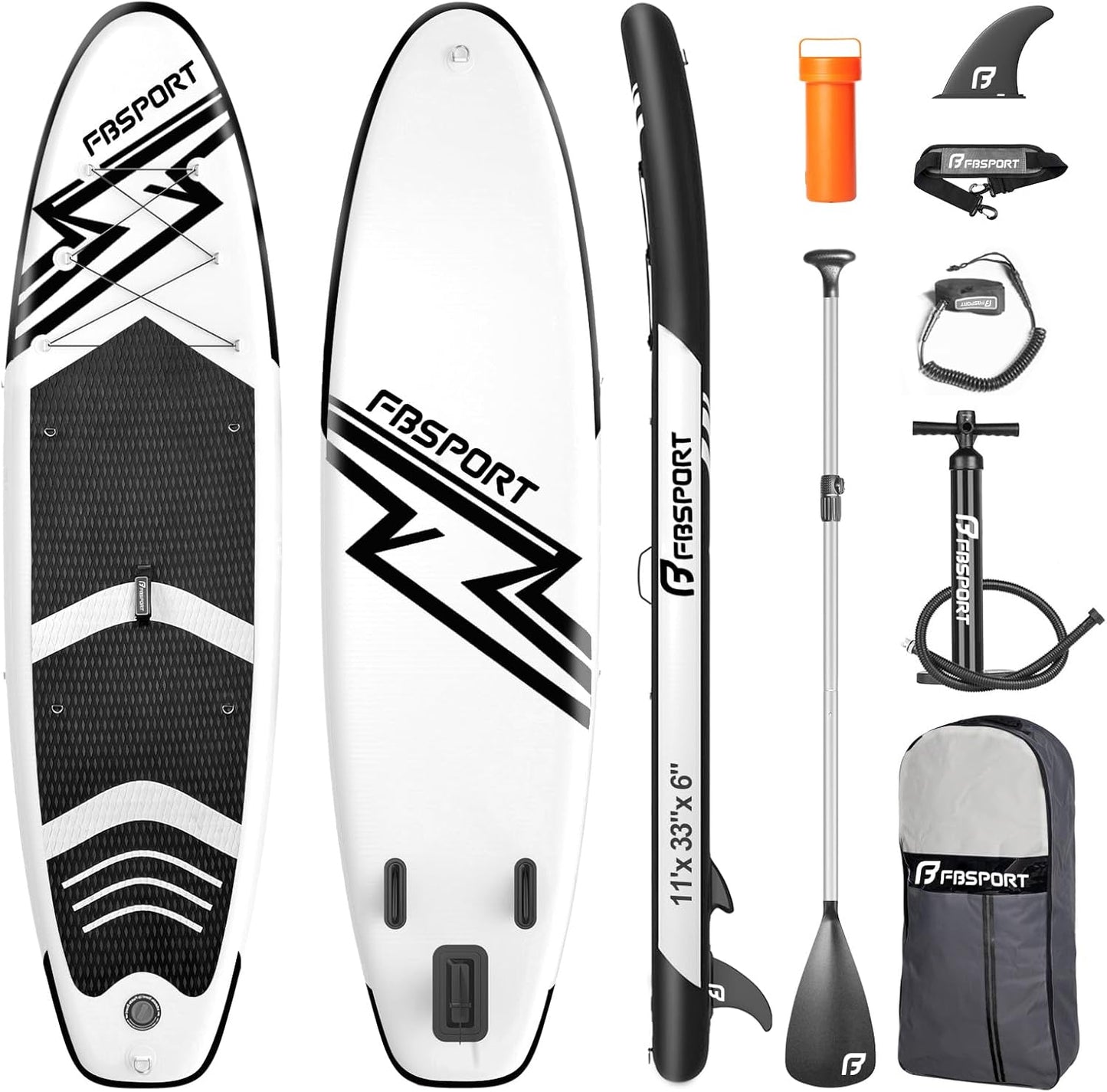 11' Premium Stand Up Paddle Board, Yoga Board with SUP Accessories & Carry Bag | Wide Stance, Surf Control, Non-Slip Deck, Leash, Paddle and Pump for Youth & Adult
