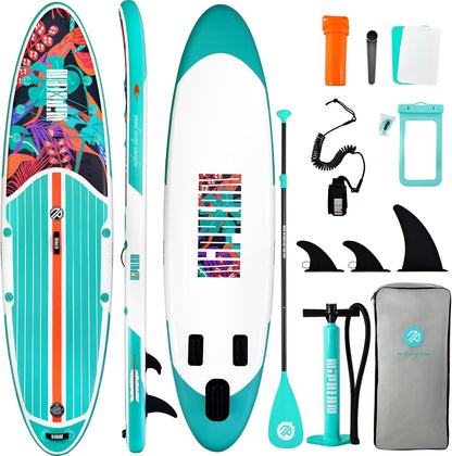 Inflatable Stand Up Paddle Board with SUP Accessories, Anti-Slip EVA Deck, 10’6’’ Inflatable Paddle Boards for Adults & Youth of All Skill Levels