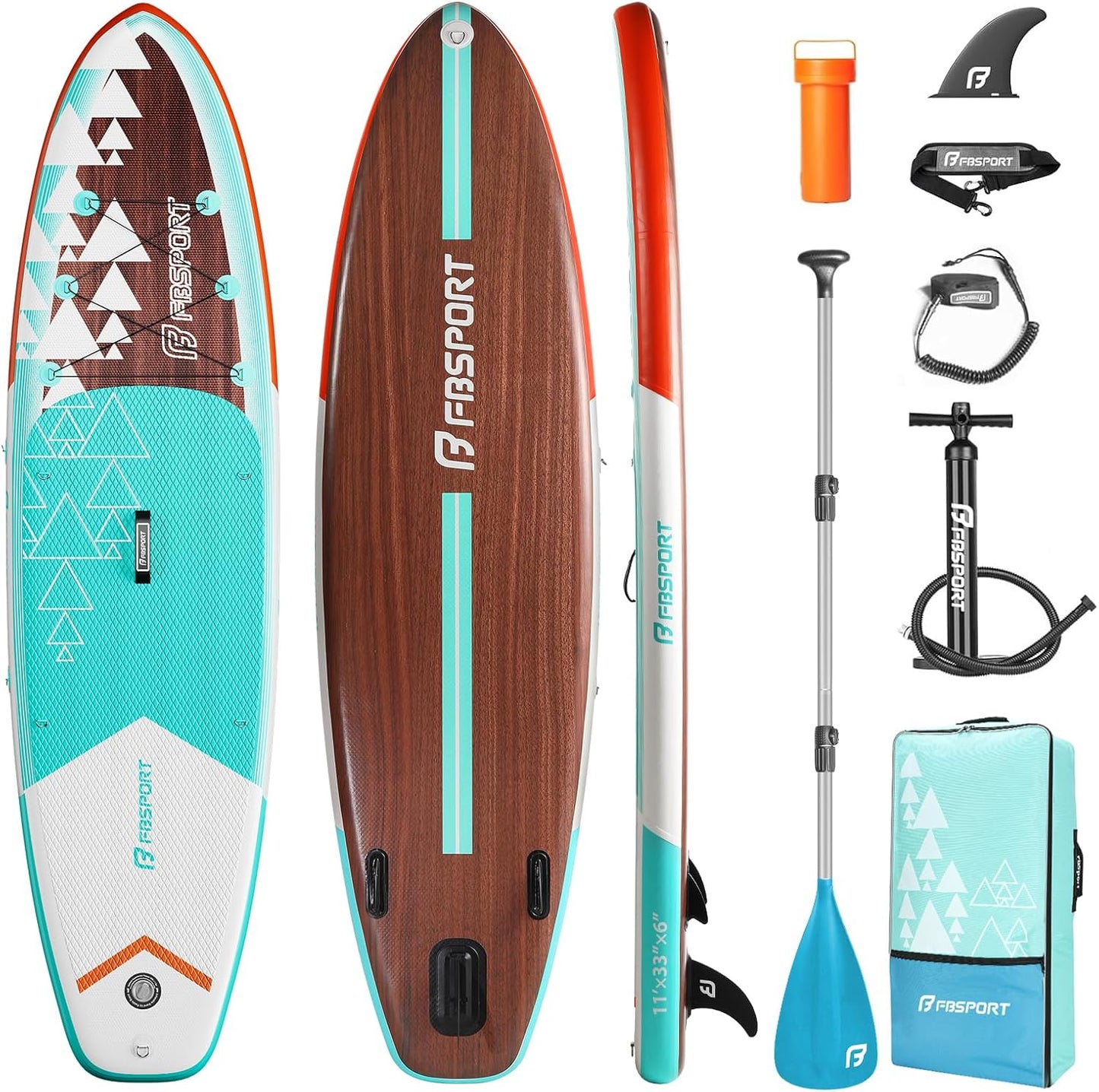 11' Premium Stand Up Paddle Board, Yoga Board with SUP Accessories & Carry Bag | Wide Stance, Surf Control, Non-Slip Deck, Leash, Paddle and Pump for Youth & Adult