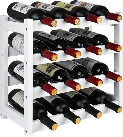 Bamboo Wine Rack, 2-Tier Wine Racks Countertop Cabinet Wine Holder Wine Storage Shelf for Pantry Kitchen Bar Black