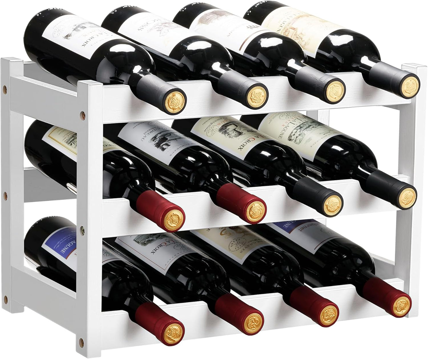 Bamboo Wine Rack, 2-Tier Wine Racks Countertop Cabinet Wine Holder Wine Storage Shelf for Pantry Kitchen Bar Black