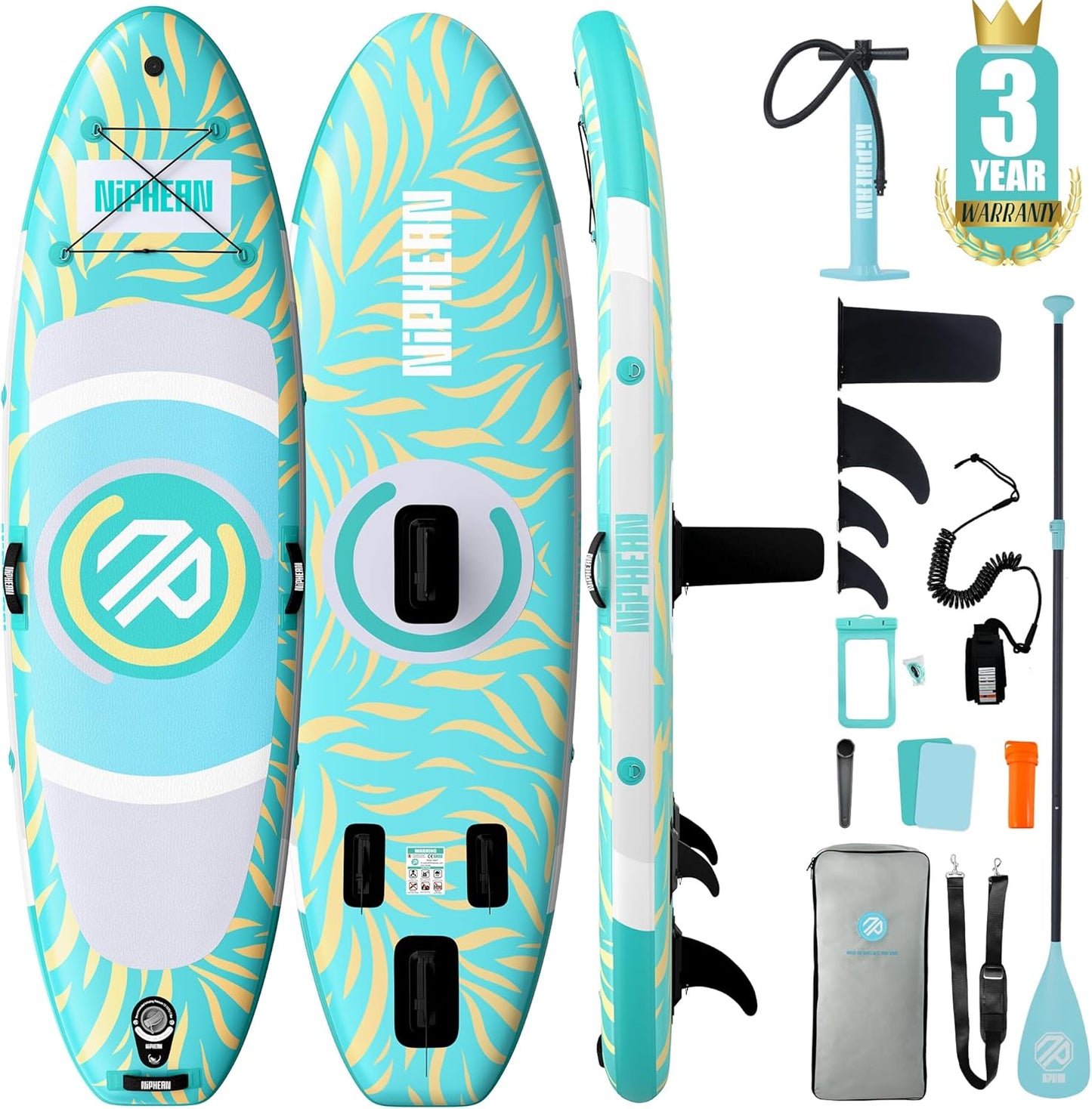Niphean（Ultra-Light） Inflatable Paddle Board with StabilTrac Fin and Durable SUP Accessories, 10' Stand Up Paddle Boards for Adults & Youth, Versatile Yoga Paddle Board, Gift Ideas