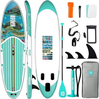 Inflatable Stand Up Paddle Board with SUP Accessories, Anti-Slip EVA Deck, 10’6’’ Inflatable Paddle Boards for Adults & Youth of All Skill Levels