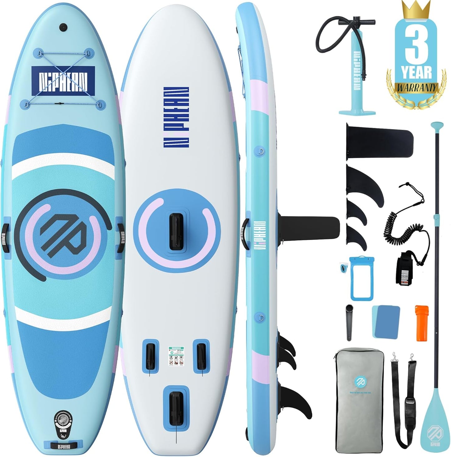 Niphean（Ultra-Light） Inflatable Paddle Board with StabilTrac Fin and Durable SUP Accessories, 10' Stand Up Paddle Boards for Adults & Youth, Versatile Yoga Paddle Board, Gift Ideas